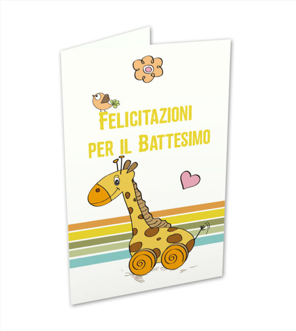 Biglietto battesimo con giraffa