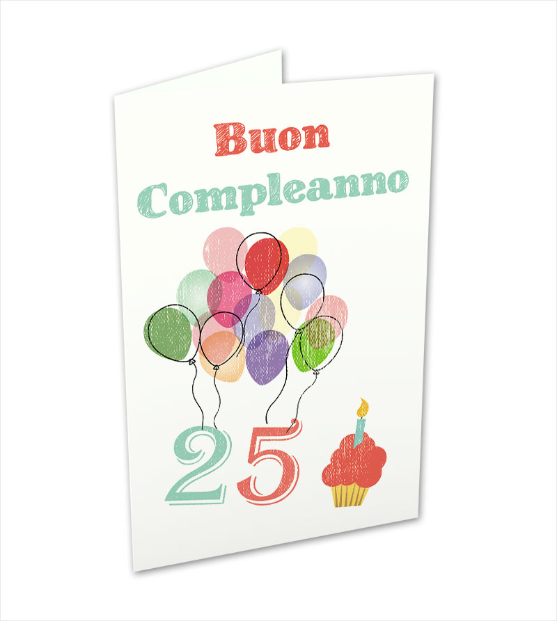 Biglietto Compleanno 25 anni palloncini