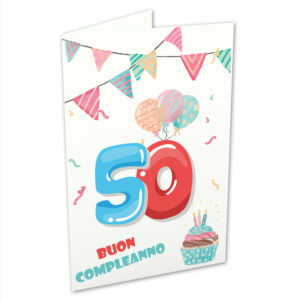 Biglietto Compleanno 50 anni cupcake