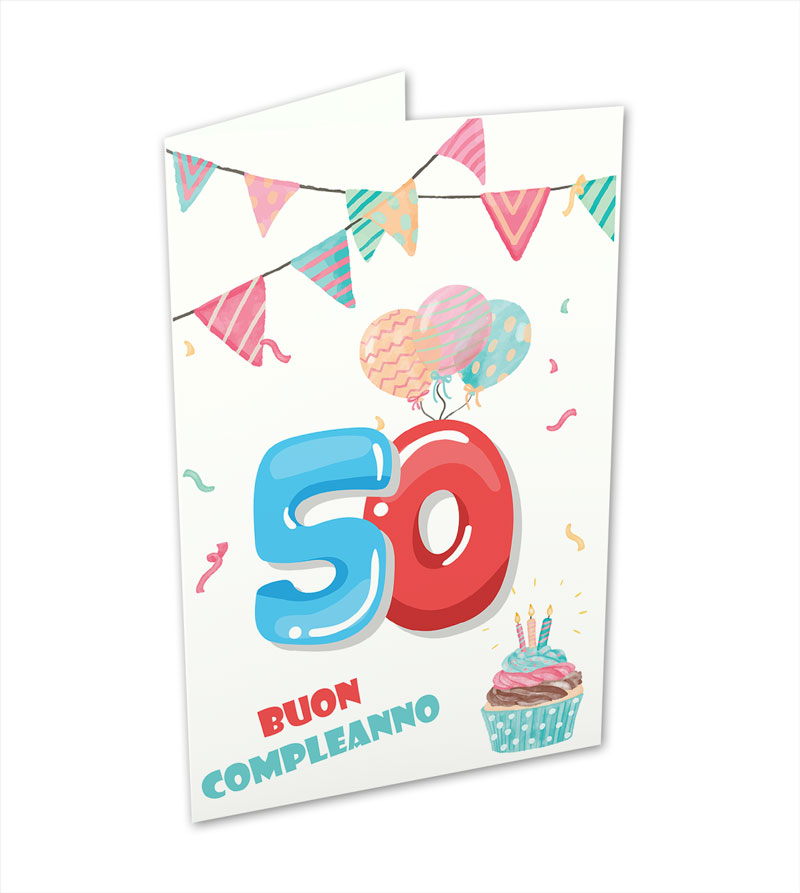 Biglietto Compleanno 50 Anni Cupcake